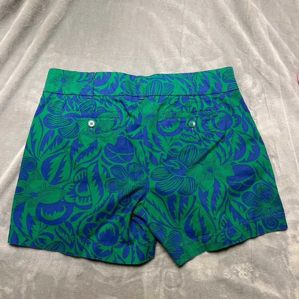 Talbots Womens Green Blue Floral Print‎ Daily Shorts 8 Coastal Grandma Aholagirl